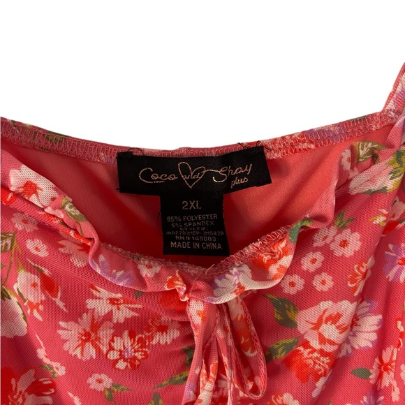 Coco and Shay Pink Floral Ruched Stretch Bodycon Mini Dress - Picture 5 of 6